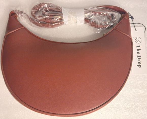 The Drop Crescent Crossbody Top Handle Bag Dark Red Vegan Leather NWT - Picture 2 of 12